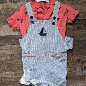 Boys shortalls and polo set 9month